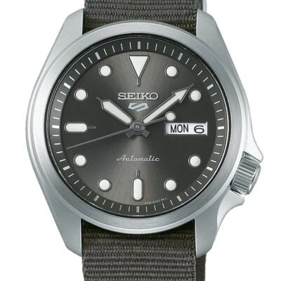Seiko 5 Sports Automatic Grey Dial Grey Nylon Strap Watch for Men - SRPE61K1